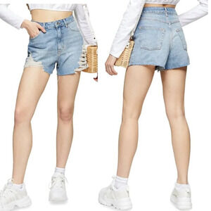 New! Topshop A-line Distressed Denim Shorts 21247